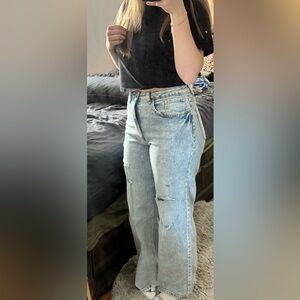 No Boundaries Light Blue Denim Jeans with Pink Logo Tag